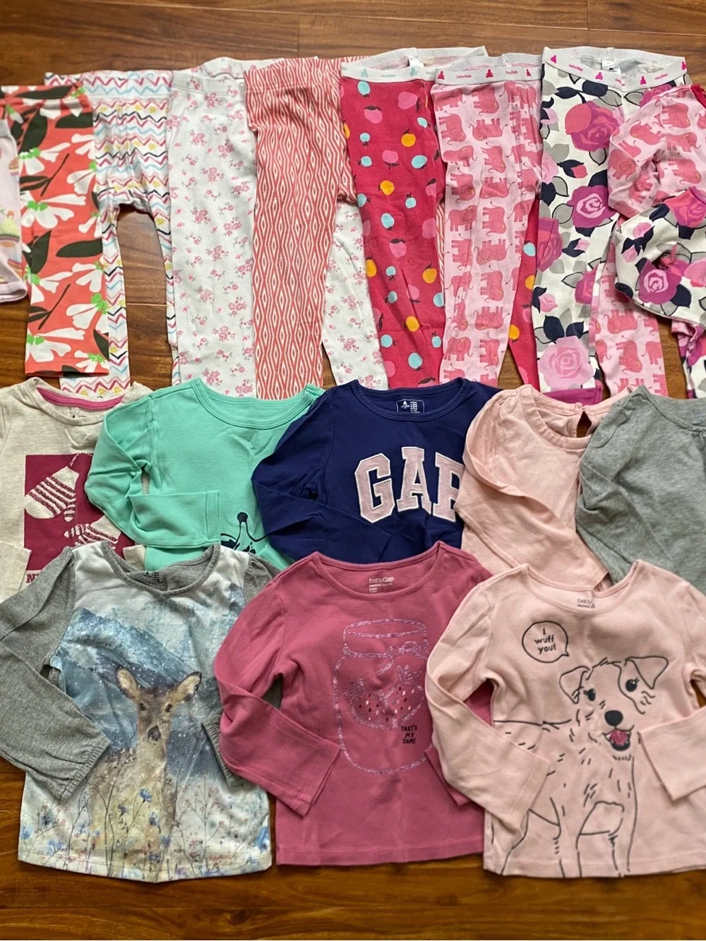 GAP Toddler Girls 18 Piece Multicolor Pajamas + Long Sleeve T-Shirts Size 3T